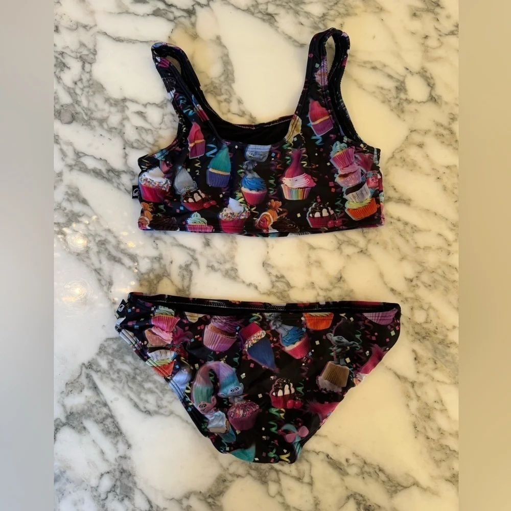 NWOT in Manufacturer Bag TERREZ Trolls Cupcake Sports Bra Bikini Girls 14